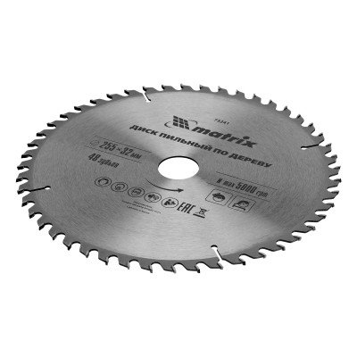 Пильный диск по дереву, 255 х 32 мм, 48 зубьев, кольцо 30/32 Matrix Professional, ( 73241 )