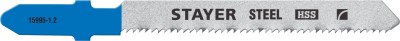 Полотна STAYER, T218A, для эл/лобзика, HSS, по металлу (0,9-3мм), фигур. рез, T-хвост., шаг 1,2мм, 50мм, 2шт,  ( 15995-1.2_z02 )