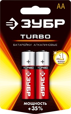 Щелочная батарейка 1.5 В, тип АА, 2 шт, ЗУБР Turbo ( 59213-2C_z01 )