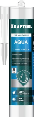 Клей монтажный KRAFTOOL KraftNails Premium KN-915, водостойкий с антисептиком, для ванн и душевых, 310мл  ,  ( 41345_z01 )