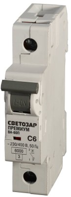 Выключатель автоматический СВЕТОЗАР "ПРЕМИУМ" 1-полюсный, 40 A, "C", откл. сп. 6 кА, 230 / 400 В  ,  ( SV-49021-40-C )