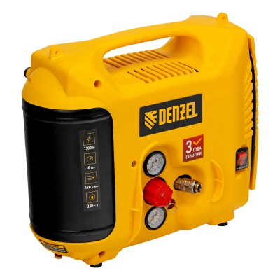 Компрессор воздушный DL1300, 10 бар, 1,3 кВт 180 л/мин 5 л, с набором аксессуаров// Denzel ( 58011 ) ( 58011 )