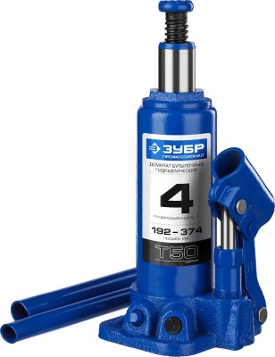 Домкрат гидравлический бутылочный T50, 4т, 192-374мм, ЗУБР Профессионал 43060-4,  ( 43060-4_z01 )