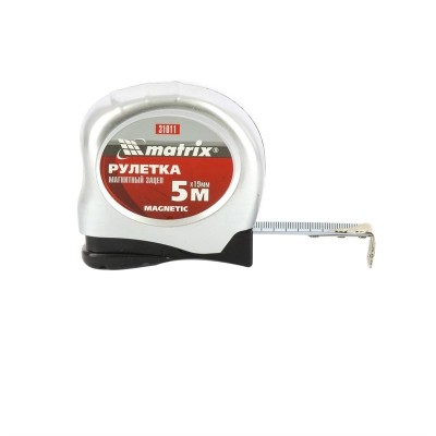 Рулетка Magnetic, 5 м х 19 мм, магнитный зацеп Matrix, ( 31011 )