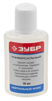 Флюс ЗУБР нейтральный, пластиковый флакон, 30мл  ,  ( 55494-030 )