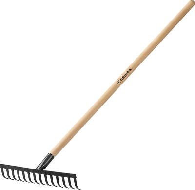 GRINDA 14 прямых зубьев, 360х80х1300 мм, грабли садовые, с деревянным черенком ( 39583-14 )