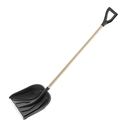 Лопата для уборки снега пластиковая, 400х390х1470 мм, деревянный черенок, Россия, Сибртех ( 61663 )