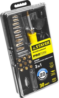 Прибор для выжигания STAYER "PROFESSIONAL", 3в1, с набором насадок 20шт,  ( 45227 )