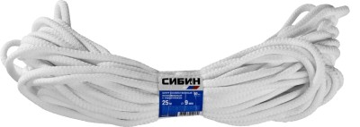 Шнур хозяйственный СИБИН, полиэфирный, длина 25 м, диаметр - 9мм,  ( 50269 )