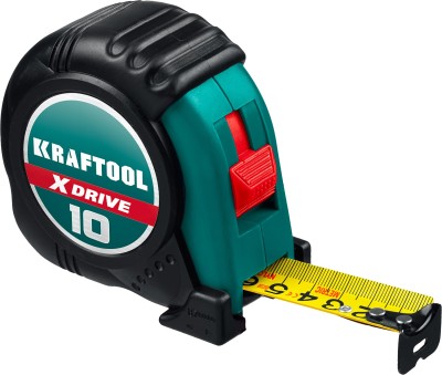 KRAFTOOL X-Drive 10м / 25мм рулетка с ударостойким обрезиненным корпусом ( 34122-10 )