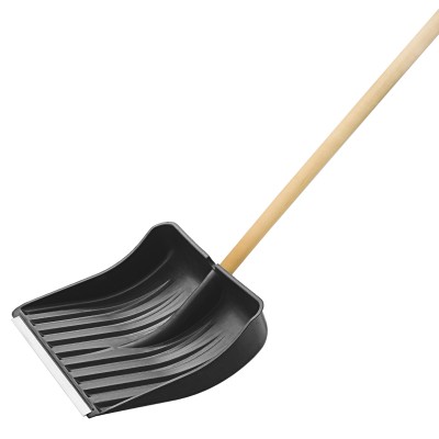 Лопата для уборки снега пластиковая, 510х415х1410 мм, деревянный черенок, Россия, Сибртех ( 615895 )