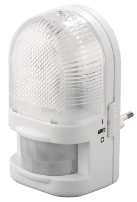 Светильник-ночник СВЕТОЗАР с датчиком движения, ЛОН-лампа, с выключателем, 7W, цветовая температура 2700К,  ( SV-57991 )