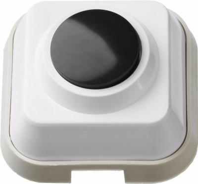 Кнопка для звонка черная, белый корпус, 220В,  ( 58305 )