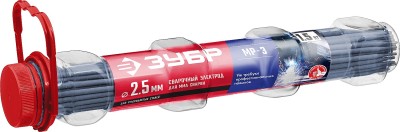 ЗУБР электрод сварочный МР-3 с рутиловым покрытием, для ММА сварки, d 2,5 х 350 мм, 1,5 кг в ПВХ тубе. ( 40011-2.5 )