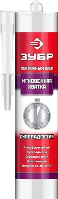 Клей монтажный ЗУБР КМ 400, экспресс хватка, 300мл,  ( 41334 )