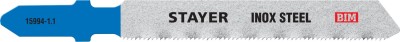 STAYER T118GF, полотна для эл/лобзика, Bi-Metal, по металлу (0,5-1,5мм), Т-хвостовик, шаг 1,1мм, 50мм, 2шт, STAYER Professional ( 15994-1.1_z02 )