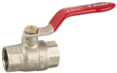 Кран ЗУБР шаровой 3/4" полнопроходной "мама-мама", ручка, никелированная латунь,  ( 51350-N-3/4 )