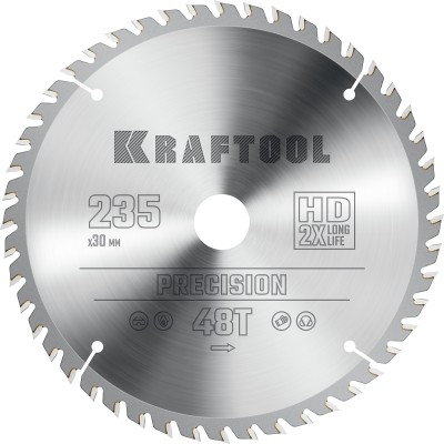 KRAFTOOL PRECISION 235х30мм 48Т, диск пильный по дереву