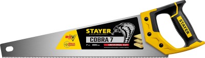 Ножовка универсальная (пила) "Cobra 7" 400 мм, 7 TPI, универс. зуб, рез вдоль и поперек волокон, для средних заготовок, фанеры, ДСП, МДФ, STAYER ( 1510-40_z02 )