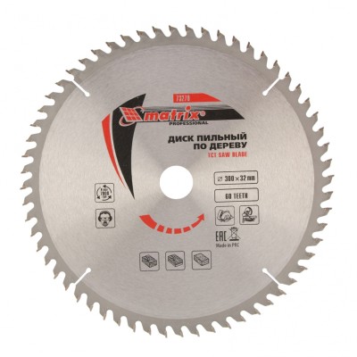 Пильный диск по дереву, 300 х 32 мм, 60 зубьев Matrix Professional, ( 73270 )