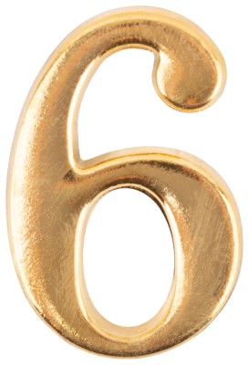 Цифра для обозначения номера квартиры, металлическая Золото "6"