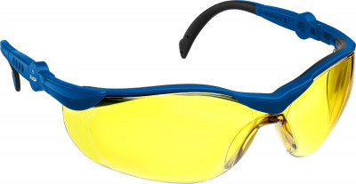 ЗУБР Прогресс 9 Желтые, очки защитные открытого типа, регулируемые дужки.