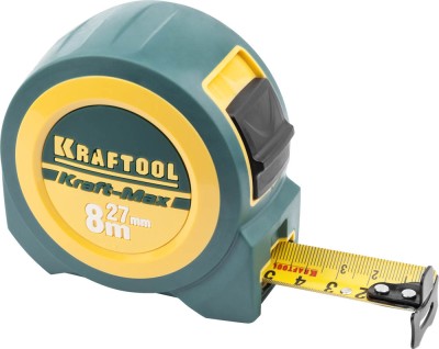 KRAFTOOL "Kraft-Max"  8м / 27мм мощная профессиональная рулетка со сверхшироким полотном,  ( 34127-08-27 )