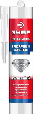 Клей монтажный ЗУБР КМ-250, суперсильный, прозрачный, 300мл,  ( 41332 )