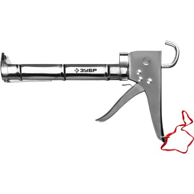 Пистолет для герметика ЗУБР "ПРОФЕССИОНАЛ" 06625, полукорпусной, хромированный, зубчатый шток, 310мл,  ( 06625 )