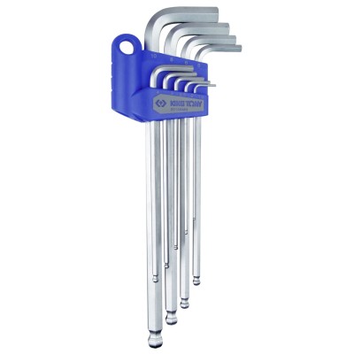 KING TONY Набор Г-образных шестигранников 1,5-10 мм, длинные, с шаровым окончанием, 9 предметов ( 20109MR )