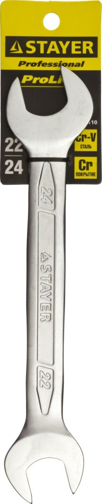 Рожковый гаечный ключ 22 x 24 мм, STAYER,  ( 27035-22-24 )
