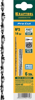 Полотна спиральные для лобзика, №3, 130мм, 6шт, KRAFTOOL "Pro Cut" 15344-03,  ( 15344-03 )