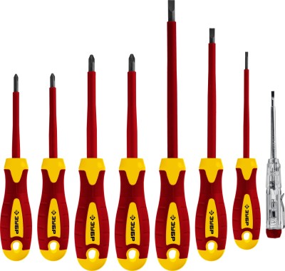 Набор: Отвертки SL 3, 5, 6 / PH 1, 2 / PZ 1, 2, тестер 100-250 В, ЗУБР "ПРОФЕССИОНАЛ" 25268, в кейсе, 8 предметов ( 25268 )
