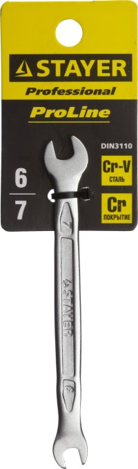 Рожковый гаечный ключ 6 x 7 мм, STAYER,  ( 27035-06-07 )