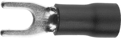 Наконечник СВЕТОЗАР для кабеля, изолированный, с вилкой, черный, вн. d 4,3мм, под болт 6мм, провод 2,5-4мм2, 37А, 10шт,  ( 49420-40 )