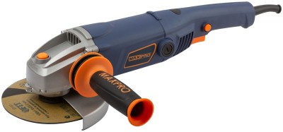 MAX-PRO Шлифмашина угловая 1350 Вт; 9000об/мин; быстрозажимной кожух 150мм; антивибрационная ручка; дополнительные щетки;резиновый кабель; 2,9 кг; кор