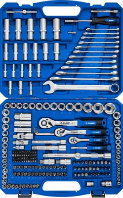 ЗУБР А-216, 216 предм. (1/2"+ 3/8"+ 1/4"), Универсальный набор инструмента, Профессионал (27674-H216)