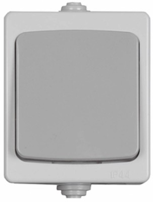 Выключатель СВЕТОЗАР "АВРОРА" одноклавишный, IP44, цвет серо-белый, 10А/~250В,  ( SV-54332-W )