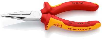 Плоские круглогубцы с режущими кромками хромированные 160 мм, KNIPEX,  ( KN-2506160 )
