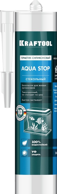 Герметик KRAFTOOL KRAFTSeal GX107 "AQUA STOP" силиконовый стекольный, прозрачный, 300мл,  ( 41256-2 )