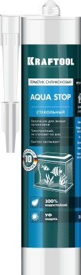 Герметик KRAFTOOL KRAFTSeal GX107 "AQUA STOP" силиконовый стекольный, прозрачный, 300мл,  ( 41256-2 )