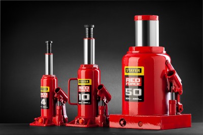 Домкрат гидравлический бутылочный "RED FORCE", 8т, 230-457 мм, STAYER 43160-8,  ( 43160-8_z01 )