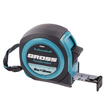 Рулетка Komfortabel 10 м х 25 мм, обрезиненный корпус Gross, ( 32564 )