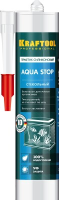 Герметик KRAFTOOL KRAFTSeal GX107 "AQUA STOP" силиконовый стекольный, черный, 300мл,  ( 41256-4 )