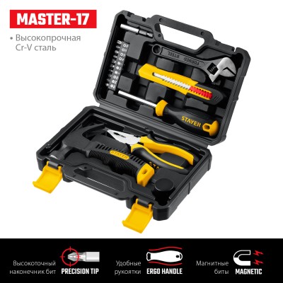 STAYER Master-17 17 предм., Универсальный набор инструмента для дома (2205-H17)