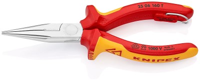 Плоские круглогубцы с режущими кромками хромированные 160 мм, KNIPEX,  ( KN-2506160TBK )