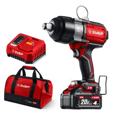 ЗУБР 20 В, 1000 Н·м, 1 АКБ LMS (4 А·ч), бесщеточный ударный гайковерт, сумка (ГБУ-1000-41) ЗУБР 20 В, 1000 Н·м, 1 АКБ LMS (4 А·ч), бесщеточный ударный гайковерт, сумка (ГБУ-1000-41)