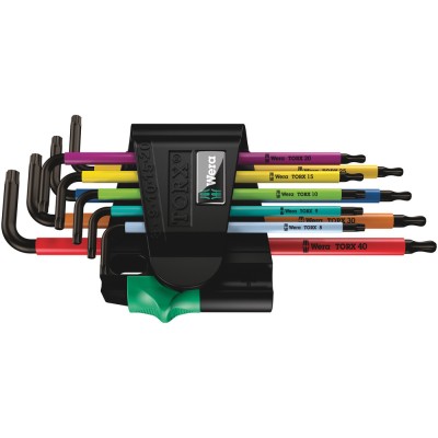 966 SPKL/9 TORX® BO Multicolour Набор Г-образных ключей, BlackLaser, 9 предм.,  WERA,  ( WE-024335 )