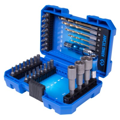 KING TONY Набор вставок (бит) 1/4", PH, PZ, Hex, Torx, Slotted, сверла, 35 предметов ( 1035MR )