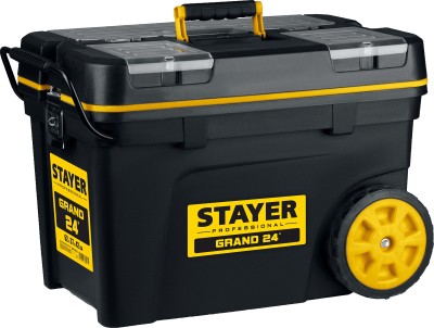 STAYER BIGPro, 620 х 370 х 420 мм, (24.5"), Пластиковый ящик-тележка для инструментов, Professional (38107-24)